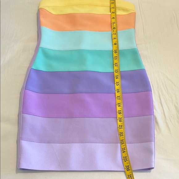 Susana Monaco Strapless Yellow Orange Bodycon Dress size S - Picture 9 of 11